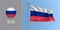 Russia waving flag on flagpole and round icon vector illustration