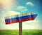 Russia wooden direction sign