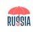Russia word under umbrella.