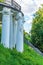 Russia, Yaroslavl, July 2020. Fragment of the supporting part of the observation deck on the embankment.