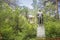 Russia. Yekaterinburg. Lenin sculpture in the summer pine forest