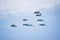 Russian aerobatic performance demonstrator team Swifts in the sky