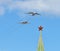 Russian Air Force IL-78 air-to-air refueling tanker demonstrates in-flight refueling of Tu-160 strategic bomber during rehearsal f