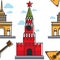 Russian architecture and music seamless pattern Kremlin and Admiralty building
