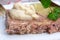 Russian aspic - kholodets with chopped horseradish (chren)