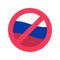 Russian ban icon. Red prohibiting sign. Sanction and financial embargo