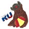 Russian bear with letters and music