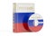 Russian book with flag of Russia and CD disk, 3D rendering