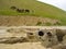 Russian built armored vehicle abandoned in deep ditch