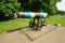 Russian cannon wrapped in Ukrainian flags