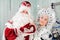 Russian Christmas characters: Ded Moroz Santa and Snegurochka snow girl.