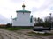 Russian Church, cloudy weather.  Beautiful green domes. Details and