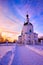 Russian church at winter sunset