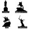 Russian city symbol silhouette set