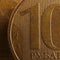 Russian coin 10 rubles, fragment very close-up. Central Bank of Russia, refinancing rate, inflation. Bank, deposit, loan, interest