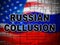 Russian Collusion During Election Campaign Flag Means Corrupt Politics In America 3d Illustration