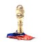 Russian colored gold. trophy with russia flag 3d rendering