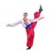 Russian cossack dance. Young dancer jumping
