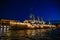 Russian cruiser Aurora or Avrora cruiser in Saint-Petersburg, Russia. Museum ship in St. Petersburg, view from river