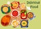 Russian cuisine soup and meat dishes icon