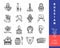 Russian culture black thin line icons. Russia traditional vector symbols