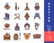 Russian culture color thin line icons. Russia traditional vector symbols