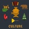 Russian culture flat icons set