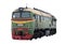 Russian diesel locomotive M62 on white background