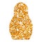 Russian doll icon. Bright golden glitter logo. Matryoshka silhouette. Vector illustration