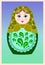 Russian doll matryoshka isolated on blue gradient background