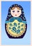 Russian doll matryoshka isolated on blue gradient background