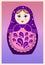 Russian doll matryoshka isolated on pink gradient background
