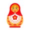 Russian doll Matryoshka isolated on white. Traditional Russian souvenir. Flat vector icon