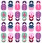 Russian dolls seamless pattern