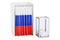Russian election concept, ballot box and voting booths with flag