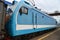 Russian electric train on a platform at railway station