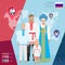 Russian family in national dress, vector illustration