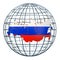 Russian Federation map on the Earth Globe. 3D rendering