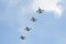 Russian fighters in the sky on the feast of victory day on 9 may