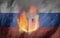 Russian flag burning ballot box 3D Illustration