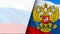 Russian flag with eagle emblem  waving in wind. Realistic Russian Flag background. Russia Flag Looping Closeup  Full HD . Russia