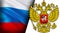 Russian flag with eagle emblem  waving in wind. Realistic Russian Flag background. Russia Flag Looping Closeup  Full HD . Russia