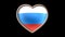 Russian flag heart isolated on black luma matte. Patriotism