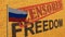 Russian flag on pole against censored freedom