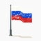 Russian flag with scratches, waving vector flag of Russia, Russian Federation symbol with shadow over light background.