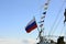 Russian flag on the stern of the ship