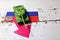 Russian flag with toy tank and rouble coin crisis war conflict ukraine wallpaper