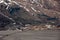 Russian ghost town Pyramiden in Svalbard archipelago in the high Arctic from above