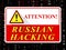 Russian Hacking Attention Sign Shows Attack 3d Illustration