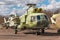 The russian heavy transport helicopter an abandoned aerodrome.